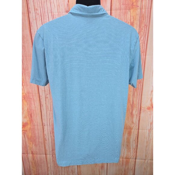 Peter Millar Mens Blue Striped Polo Small Pima Cotton Tencel Blend - Picture 2 of 7